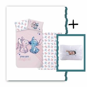 5714710018501-SZETT Lilo és Stitch ovis ágyneműhuzat szett, 100x135 cm, 40x60 cm