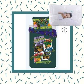 5714710019508-SZETT Tini nindzsa ovis ágyneműhuzat szett, 100x135 cm, 40x60 cm