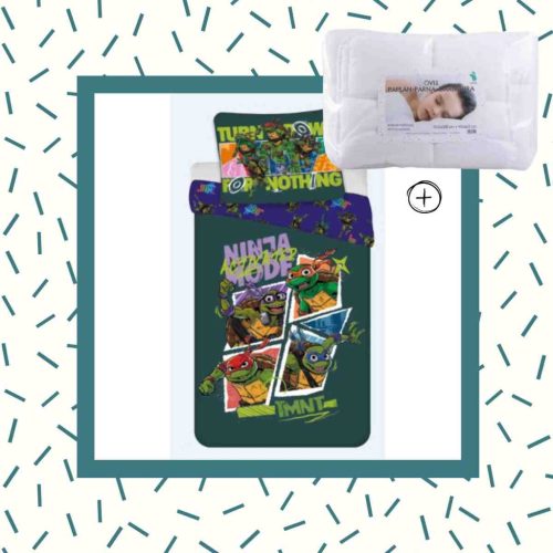 5714710019508-SZETT Tini nindzsa ovis ágyneműhuzat szett, 100x135 cm, 40x60 cm