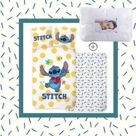 5714710021426-SZETT Lilo és Stitch ovis ágyneműhuzat szett, 100x135 cm, 40x60 cm