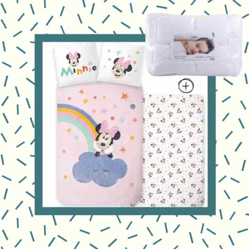 5714710021464-SZETT Minnie Mouse ovis ágyneműhuzat szett, 100x135 cm, 40x60 cm