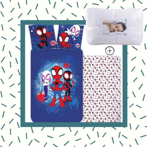 5714710021549-SZETT Pókember ovis ágyneműhuzat szett, 100x135 cm, 40x60 cm