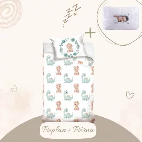 5904302554412-SZETT Dinoszaurusz pastel ágyneműhuzat szett, 100x135 cm, 40x60 cm