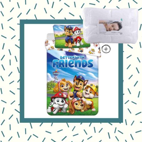 5995228128382-SZETT Mancs Őrjárat ovis ágyneműhuzat szett, 100x135 cm, 40x60 cm