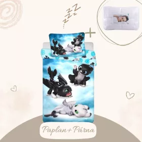 8592753028766-SZETT Így neveld a sárkányodat baby ágyneműhuzat szett, 100x135 cm, 40x60 cm