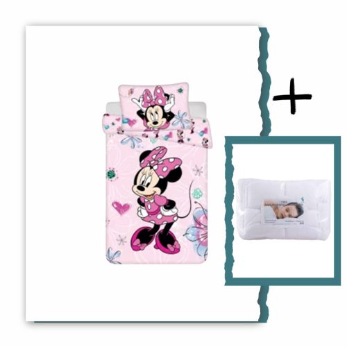 8592753033104-SZETT Minnie Mouse ovis ágyneműhuzat szett, 100x135 cm, 40x60 cm