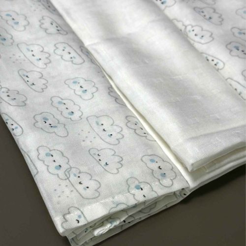 BB20-20250917 Gyerek bambusz textil pelenka, Kék-Fehér felhő