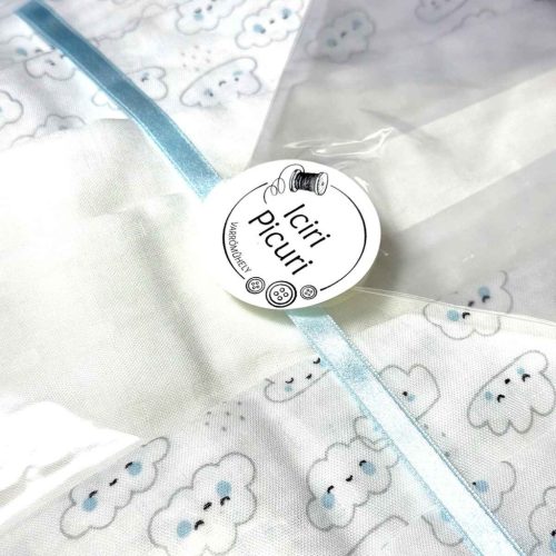 BB20-20250917 Gyerek bambusz textil pelenka, Kék-Fehér felhő