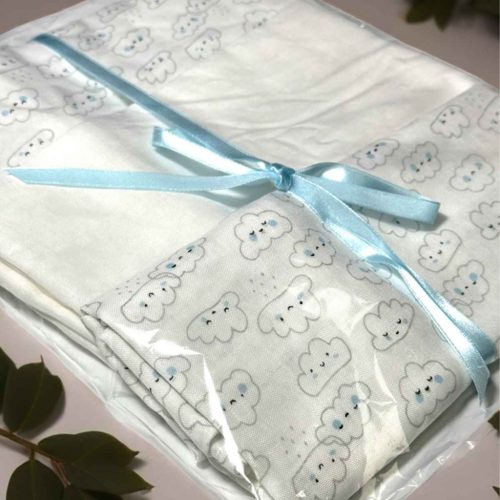 BB20-20250917 Gyerek bambusz textil pelenka, Kék-Fehér felhő