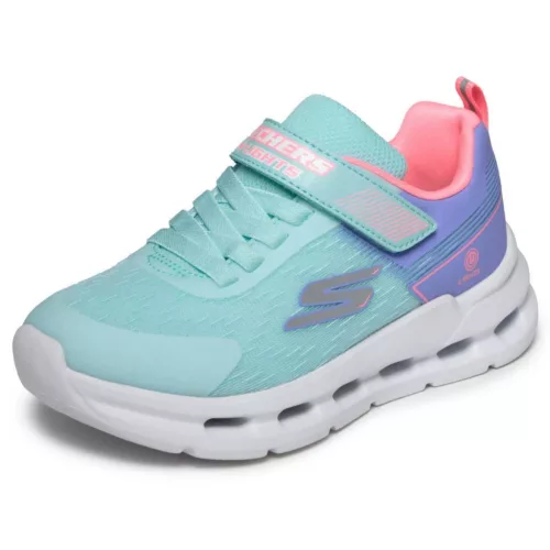 BB20-20260330 Skechers Világítós Gyerek Cipő, Lány, Kék, 303730L-AQMT