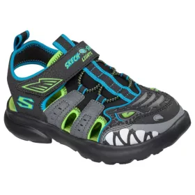 BB20-20261683 Skechers Világítós Zárt Szandál, Fiú, Szürke, 402284L-BKLM